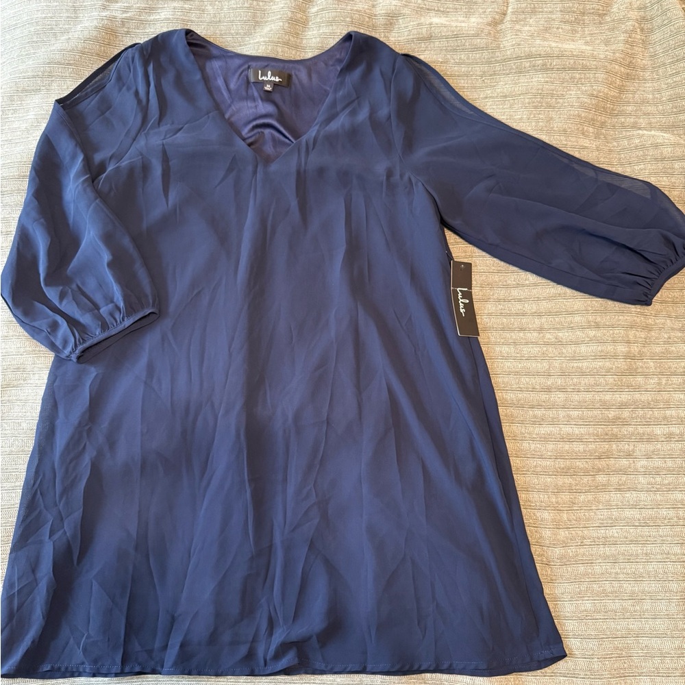 Lulu's Navy Long Sleeve Dress